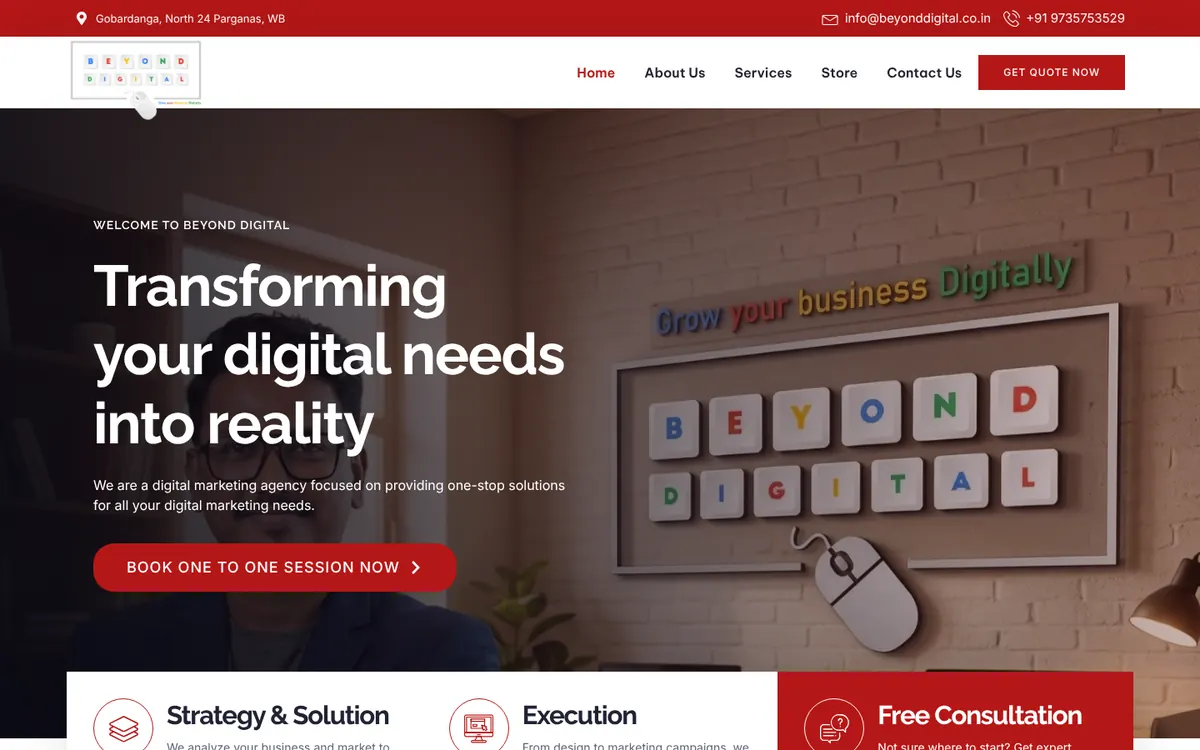 Beyond Digital website homepage designed by Orbirise