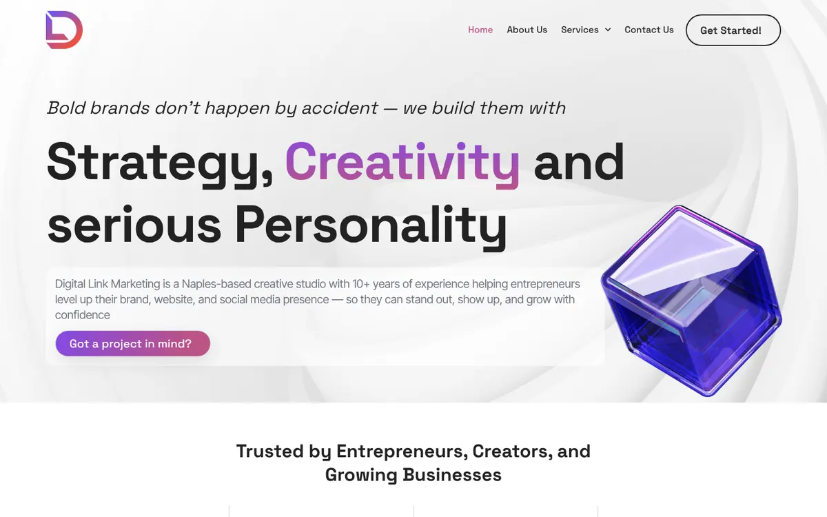 Digital Link Marketing website homepage designed by Orbirise