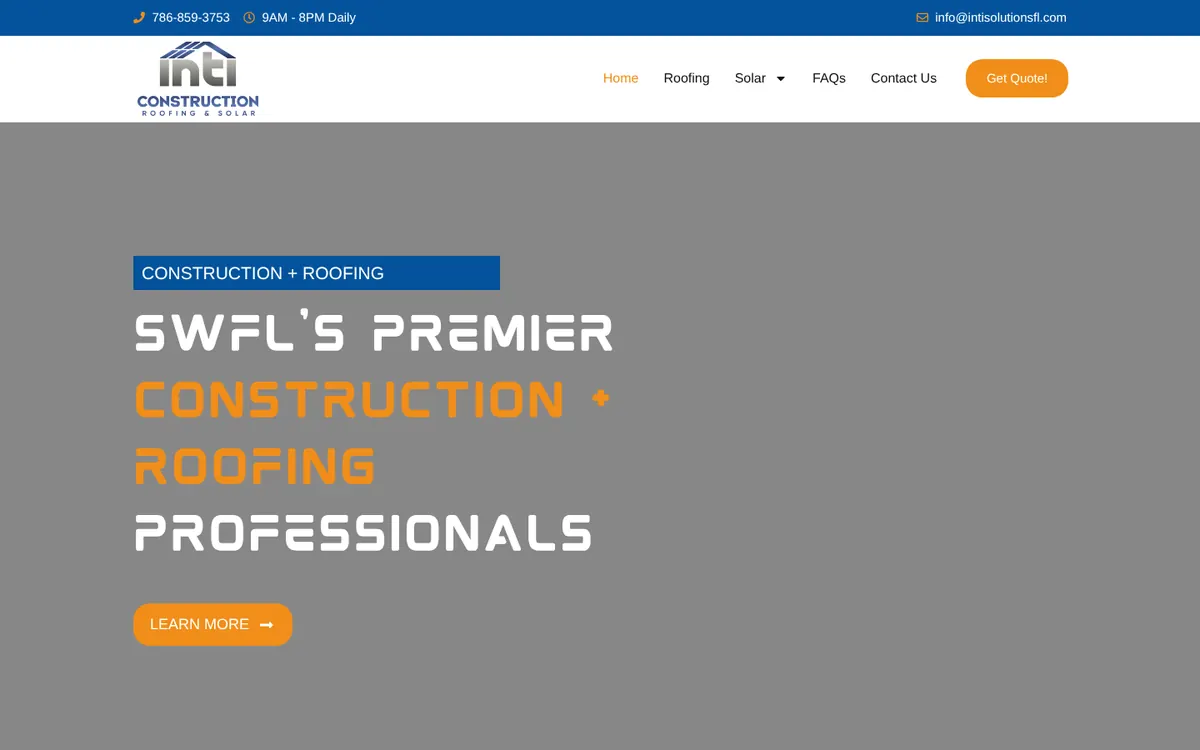 Inti Construction / INTI Power website homepage designed by Orbirise