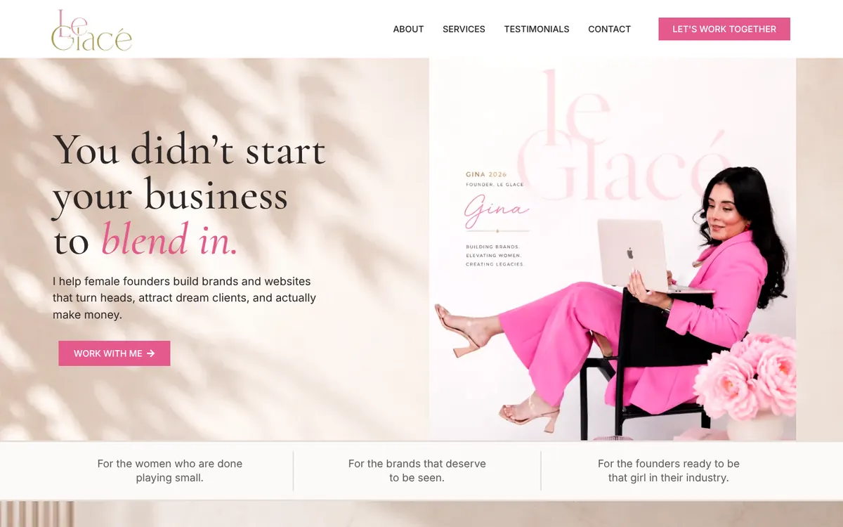 Le Glacé Design Studio website homepage designed by Orbirise