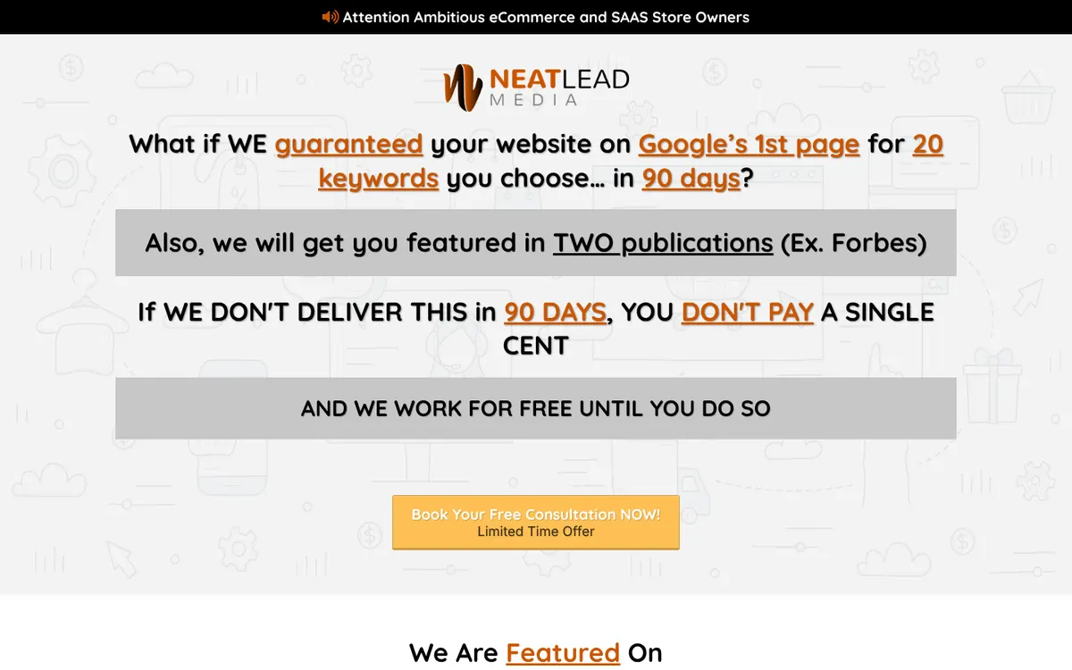 Neat Lead Media website homepage designed by Orbirise