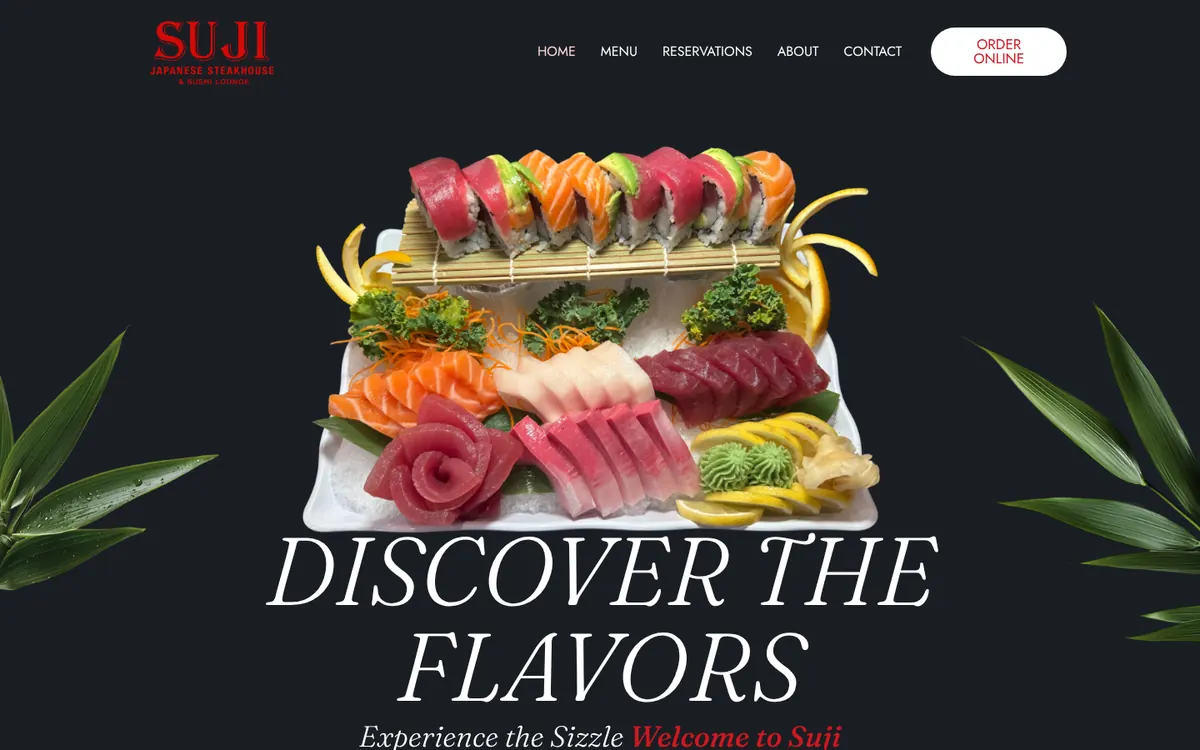 Suji Japanese Steak House website homepage designed by Orbirise