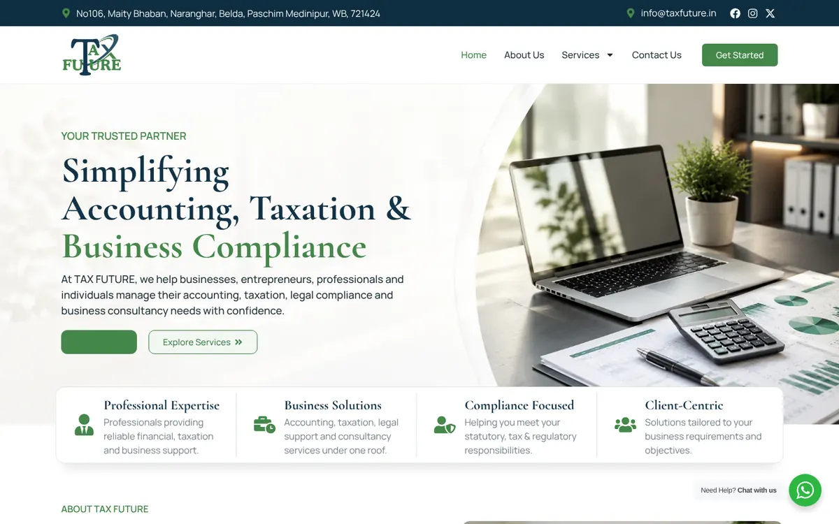 Tax Future website homepage designed by Orbirise