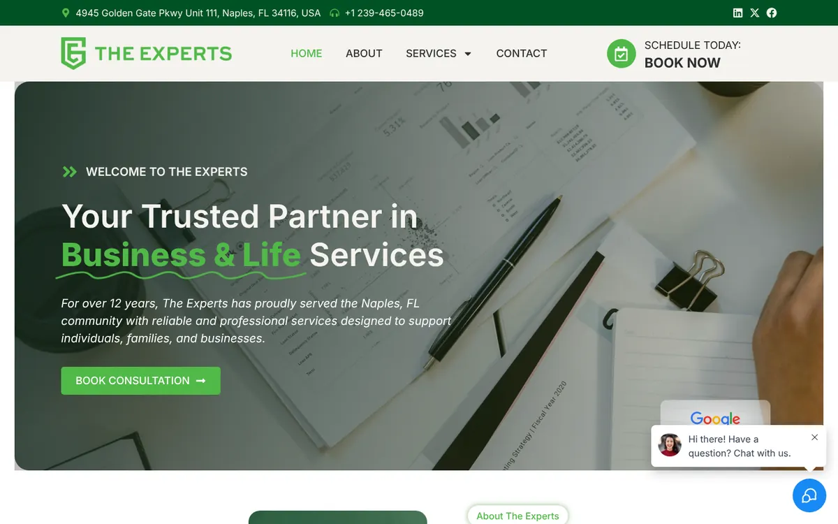The Experts (Tax Pro Group LLC) website homepage designed by Orbirise